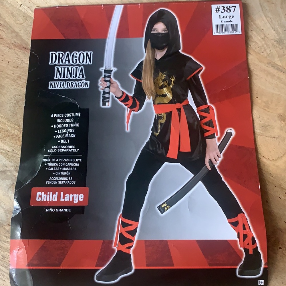 DRAGON NINJA -  4 piece Costume Set- Child Large